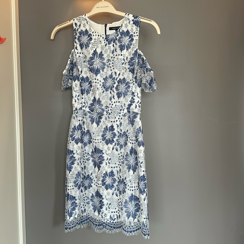 French Connection Blue & White Lace Dress